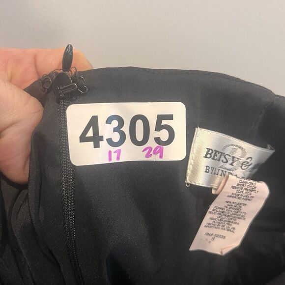 Betsy Adam Black Mini Dress Bubble Skirt 8 Women LBD Cocktail Formal Semi Ruched - Picture 13 of 14